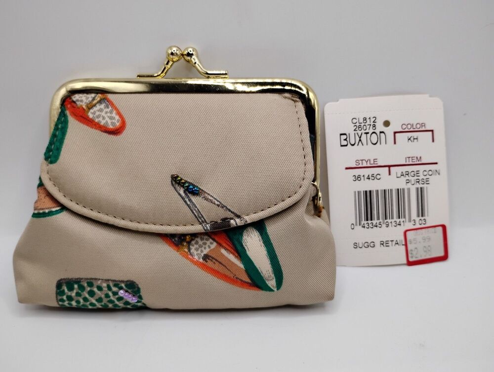 BRAND NEW! Buxton Coin Purse Beige/Brown With Purses, Hats, And Shoes Lot #1